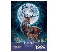 1000 Piece Jigsaw Puzzles- Deer Fawn Moonlit Forest Jigsaw Puzzle Brain Teaser Game Wall Decoration Deal As Gifts for The Whole Family 70x50cm/1000pcs
