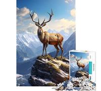 1000 Piece Jigsaw Puzzles Deer Sunset Mountains Difficult And Challenge Analysis And Logic DIY Toys for And from 14 Years And over (50X75cm)