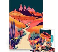 1000 Piece Jigsaw Puzzles Desert Path with Mountains Minimalist Nature Art Clean Cut Piece Mind Challenge Toy Calm Time Fun Christmas Art Piece (38x52cm)