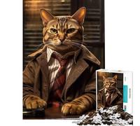 1000 Piece Jigsaw Puzzles Detective Bengal Cat Fun at Home Activities, Wall Decoration Practical Game for And 14 Years And over (38X52CM)