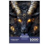1000 Piece Jigsaw Puzzles- Devil Black Goat with Golden Horns Teenager Puzzles Brain Teaser Game Stress Reliever Deal As Gifts for The Whole Family 52x38cm/1000pcs
