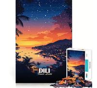 1000 Piece Jigsaw Puzzles Dili, Timor Leste at Sunset Clean Cut Piece Mind Challenge Toy Calm Time Fun Christmas Art Piece (50x75cm)