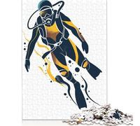 1000 Piece Jigsaw Puzzles Diver Illustration Jigsaw Puzzles for Adults Paperboard Puzzles Challenging To Complete But Fun And Humorous 38x26cm/1000pcs