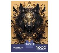 1000 Piece Jigsaw Puzzles- Divine Black Wolf Teenager Puzzles Brain Teaser Game Stress Reliever Deal As Gifts for The Whole Family 38x26cm/1000pcs