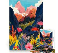 1000 Piece Jigsaw Puzzles- Dolomites Mountain Valley Flowers Italy Precise Cut Art Mental Focus Game Leisure Time Fun Birthday Game Gift (50x75cm)