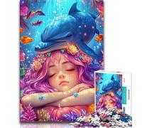 1000 Piece Jigsaw Puzzles Dolphin And Girl 1000 Pieces for Teenagers,Educational Stress Relief Toy Gifts for Friends And Family (size 38x26cm)