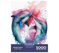 1000-piece Jigsaw Puzzles Dolphin Couple Love Story Adult Jigsaw Puzzle Hands-on Game Difficult Challenge Parent-child Interaction 38x26cm/1000pcs