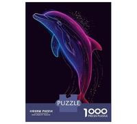 1000-piece Jigsaw Puzzles Dolphin Neon Animal Jigsaw Puzzle Anti-Stress Toys Wall Decoration Unique Gifts for Birthday And Christmas 70x50cm/1000pcs