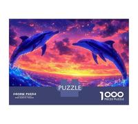 1000-piece Jigsaw Puzzles Dolphins Sunset Leap Jigsaws for Adults Brain Teaser Game Improve Memory Unique Gifts for Birthday And Christmas 52x38cm/1000pcs