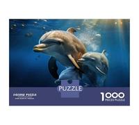 1000-piece Jigsaw Puzzles Dolphins Swimming Underwater Jigsaw Puzzle Anti-Stress Toys Wall Decoration Unique Gifts for Birthday And Christmas 70x50cm/1000pcs