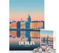 1000 Piece Jigsaw Puzzles- Dublin Ireland Cityscape Reflection Art Puzzles for Teenagers Staycation Kill Time Wishlist with Santa Claus Unique Birthday And Xmas Gifts (50x75cm)