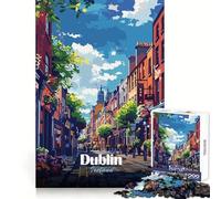 1000 Piece Jigsaw Puzzles Dublin, Ireland Street View Illustration Neat Edge Decor Smart Mind Activity Easy Time Fun Xmas Art Gift (38x52cm)