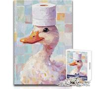 1000-piece Jigsaw Puzzles Duck with Toilet Paper Hat Toy Intellectual Game Learning Educational Gift For Birthdays Size 38x26cm
