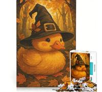 1000 Piece Jigsaw Puzzles Duckling in Witch Hat Autumn Scene, Educational Game, Fun Activities at Home, Birthday And Unique Gifts 50x75cm