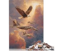 1000 Piece Jigsaw Puzzles Eagle And Jets Soar Together Creative Square Wooden Jigsaw Puzzles for Adults 1000pcs (75x50cm)