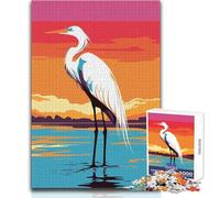 1000-piece Jigsaw Puzzles Egret in Water at Sunset Toy Intellectual Game Learning Educational Gift For Birthdays Size 50x75cm