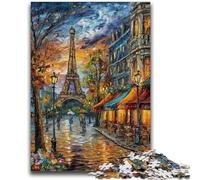 1000 Piece Jigsaw Puzzles Eiffel Tower Oil Painting Puzzles for Adults,Stress Reliever Staycation Kill Time Enhance Love between Couples (26x38cm)