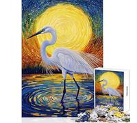1000 Piece Jigsaw Puzzles Elegant Heron by Moonlight Adult Jigsaw Puzzle Brain Teaser Game Analysis And Logic Unique Birthday And Gifts (Size 50x75cm)
