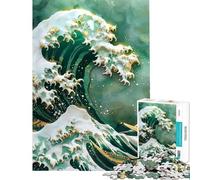 1000-piece Jigsaw Puzzles Elegant Hokusai Wave Fun Activities at Home Difficult Challenge Anti-Stress Toys for And from 14 Years And over (50x75cm)