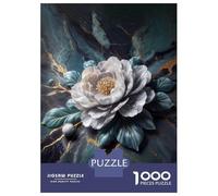 1000 Piece Jigsaw Puzzles- Elegant White Flower on Marble Background Teenager Puzzles Brain Teaser Game Stress Reliever Deal As Gifts for The Whole Family 38x26cm/1000pcs
