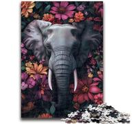 1000 Piece Jigsaw Puzzles Elephant Flowers Help The Brain Exercise Addictive Toys to Cultivate Patience Suitable for Couples 50x75cm