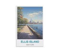 1000 Piece Jigsaw Puzzles，Ellis Island New York Posters Challenging Puzzles, Puzzle Game for The Whole for Women, Gifts for Men 70x50cm