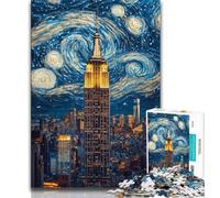 1000 Piece Jigsaw Puzzles Empire State Building Night 1000 Piece Puzzle,Artistic Wall Decor & Birthday Gift Idea for Friends, Home Office 38x26cm