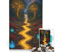 1000-piece Jigsaw Puzzles Enchanted Forest with Golden River, Educational Game, Fun Activities at Home, Birthday Present,Travel Gifts, 50x75cm