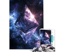 1000 Piece Jigsaw Puzzles- Ethereum Symbol in Space Difficult And Challenge Enhance Memory Home Decoration Toys for Ages 14 And over (38X26CM)