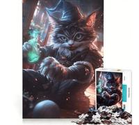1000-piece Jigsaw Puzzles Evil Cat Wizard, Educational Game, Fun Activities at Home, Birthday Present,Travel Gifts, 50x75cm