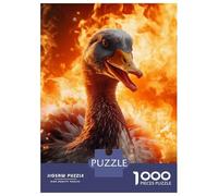 1000-piece Jigsaw Puzzles Evil Goose Fire Flames Jigsaws for Adults Brain Teaser Game Improve Memory Unique Gifts for Birthday And Christmas 70x50cm/1000pcs