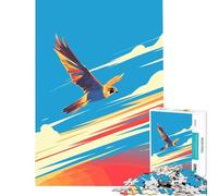 1000 Piece Jigsaw Puzzles Falcon in Flight Minimalist Art Illustration Addictive Toys to Cultivate Patience Hands-on Game for The Whole Family Funny Gifts (Size 38x52cm)