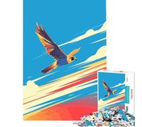 1000 Piece Jigsaw Puzzles Falcon in Flight Minimalist Art Illustration Educational Games Challenging Game Toys Gifts for Women Men Family Activities (Size 75x50cm)