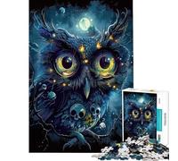 1000-piece Jigsaw Puzzles Fantasy Owl by Moonlight Jigsaw Puzzle Relax Games Pattern Assembly Unique Gifts for Birthday And Christmas (Size 38x26cm)