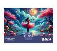 1000 Piece Jigsaw Puzzles- Fantasy Pink Flamingo Lake Jigsaw for Adults Brain Teaser Game Difficult Challenge Stress Reduction Gifts 52x38cm/1000pcs