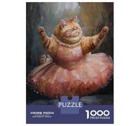 1000-piece Jigsaw Puzzles Fat Cat Funny Dancing Adult Jigsaw Puzzle Hands-on Game Difficult Challenge Parent-child Interaction 52x38cm/1000pcs