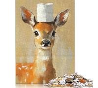 1000 Piece Jigsaw Puzzles Fawn With Toilet Paper Hat Wooden Puzzles Educational Toys 1000pcs (75x50cm)