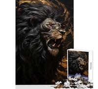 1000 Piece Jigsaw Puzzles Fierce Lion King Fun Peaceful Family Home Activity Heartwarming Festive Present Choice (50X75cm)