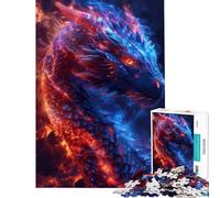 1000-piece Jigsaw Puzzles Fiery Blue Dragon Difficult And Challenge Home Art Decor Hands-on Game for 14+ Puzzle Game Offered (50x75cm)