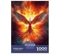 1000-piece Jigsaw Puzzles Fire Flames Phoenix Bird Adult Jigsaw Puzzle Hands-on Game Difficult Challenge Parent-child Interaction 38x26cm/1000pcs