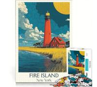 1000 Piece Jigsaw Puzzles Fire Island, NY, Impossible Game, Precision Cutting, with Fully Interlocking Randomly Shaped Pieces 50x75cm