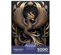 1000 Piece Jigsaw Puzzles- Fire Phoenix Golden Art Teenager Puzzles Brain Teaser Game Stress Reliever Deal As Gifts for The Whole Family 70x50cm/1000pcs