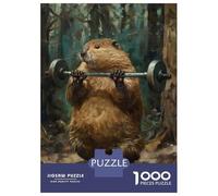 1000-piece Jigsaw Puzzles Fitness Beaver Workout Gym Adult Jigsaw Puzzle Hands-on Game Difficult Challenge Parent-child Interaction 52x38cm/1000pcs