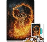 1000 Piece Jigsaw Puzzles Flame Basketball 1000 Piece Puzzle,Artistic Wall Decor & Birthday Gift Idea for Friends, Home Office 38x26cm