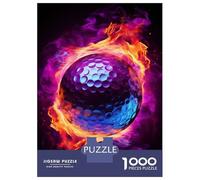 1000-piece Jigsaw Puzzles Flame Engulfed Golf Ball Adult Jigsaw Puzzle Hands-on Game Difficult Challenge Parent-child Interaction 52x38cm/1000pcs