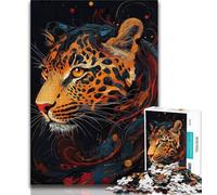 1000 Piece Jigsaw Puzzles Flame Leopard 1000 Pieces for Teenagers,Educational Stress Relief Toy Gifts for Friends And Family (size 38x26cm)
