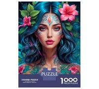 1000 Piece Jigsaw Puzzles- Floral Anime Portrait Teenager Puzzles Brain Teaser Game Stress Reliever Deal As Gifts for The Whole Family 70x50cm/1000pcs