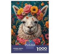 1000-piece Jigsaw Puzzles Floral Llama Art Print-1 Jigsaw Puzzle Anti-Stress Toys Wall Decoration Unique Gifts for Birthday And Christmas 38x26cm/1000pcs