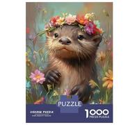 1000-piece Jigsaw Puzzles Floral Otter Charm -2 Adult Jigsaw Puzzle Toy Wall Decor A Work of Art Unique Gifts for Birthday And Christmas 52x38cm/1000pcs