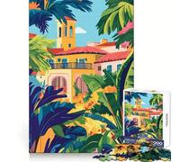 1000 Piece Jigsaw Puzzles Florida Spanish Architecture Minimalist Art Neat Edge Decor Smart Mind Activity Easy Time Fun Xmas Art Gift (50x75cm)